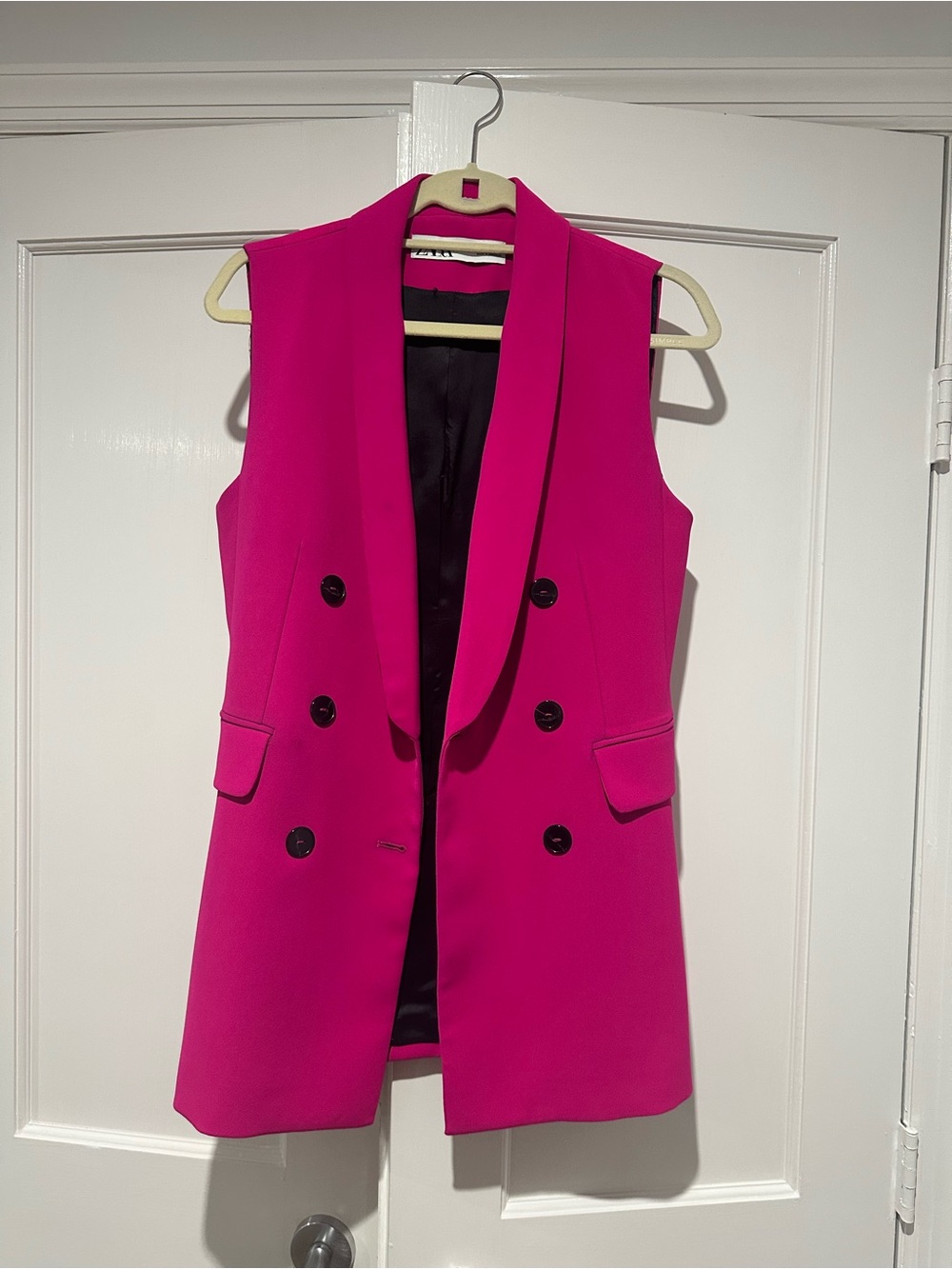 Zara Double-Breasted Vest in Fuchsia sz S